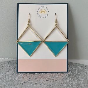 Teal and Gold Statement Drop Earrings - NWT